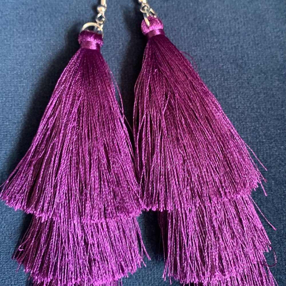 Fun and Flirty Purple Tassel Earrings